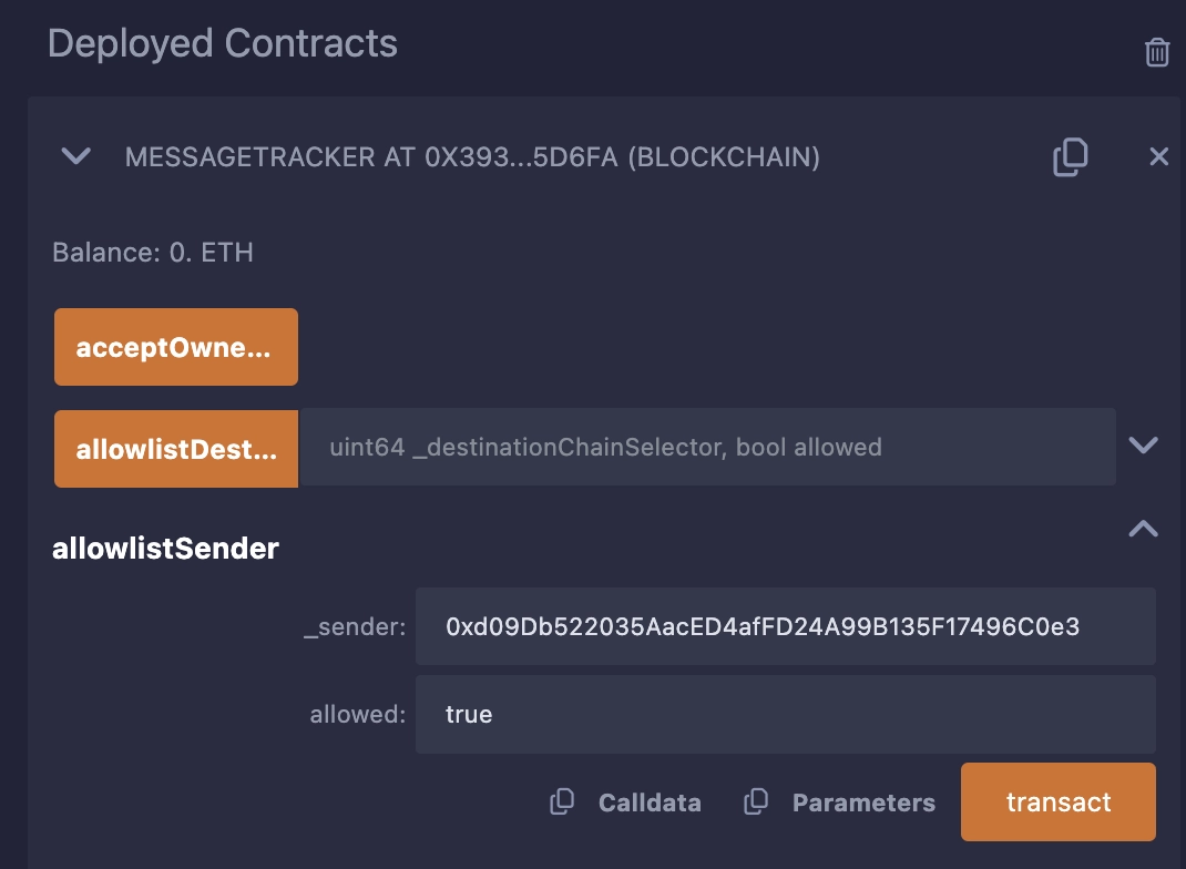 Chainlink CCIP - Message Tracker Allowlist Acknowledger